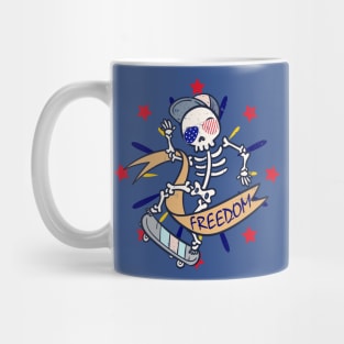 The Funny Skeleton Skateboard for Skateboarder Freedom Vibe Mug